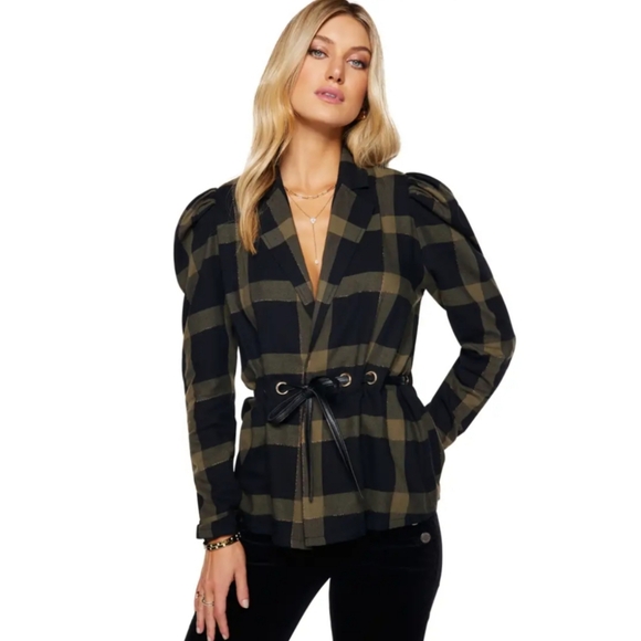 Ramy Brook Jackets & Blazers - NWT RAMY BROOK Ina Puff Sleeve Olive Belted Jacket